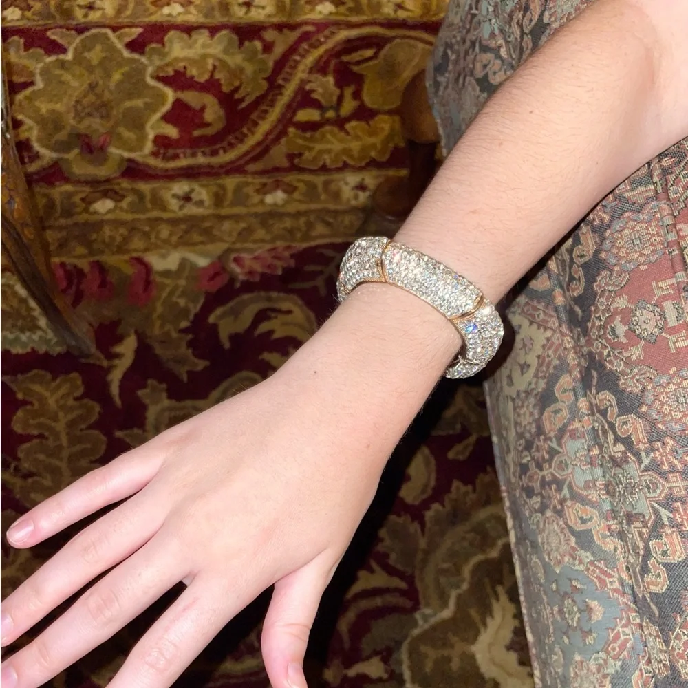 ☀️SALE☀️VGC Vintage Bracelet & Earrings Set Rhinestones Gold Tone. Glamorous ✨ - Picture 5 of 11